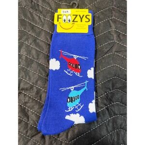 Foozys Socks Mens 10-13 Blue NWT Helicopter Cloud Novelty‎ Crew FM-33